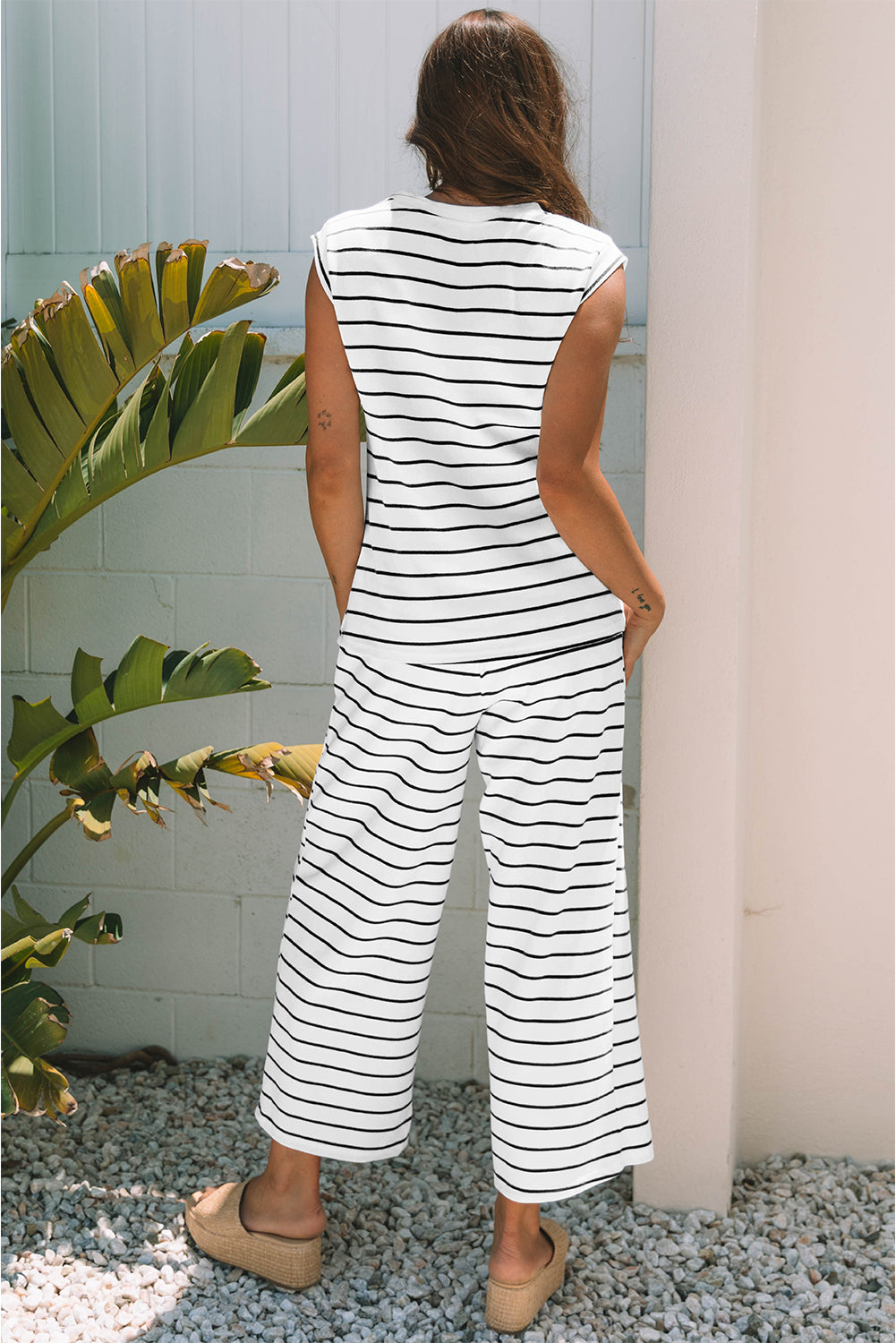 Sail Blue Casual Wide Leg 2pcs Pants Set