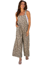 Brown Leopard Bib Wide Leg Jumpsuit