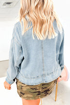 Beau Blue Draw-cord Hem Light Wash Denim Jacket