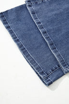 Dirty blue High Waist Button Zip Fly Bell Bottom Jeans