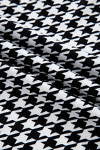 Black Houndstooth Print Open Front Long Dolman Kimonos