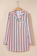 Pink Stripe Christmas Long Sleeve Shirt Style Lounge Dress