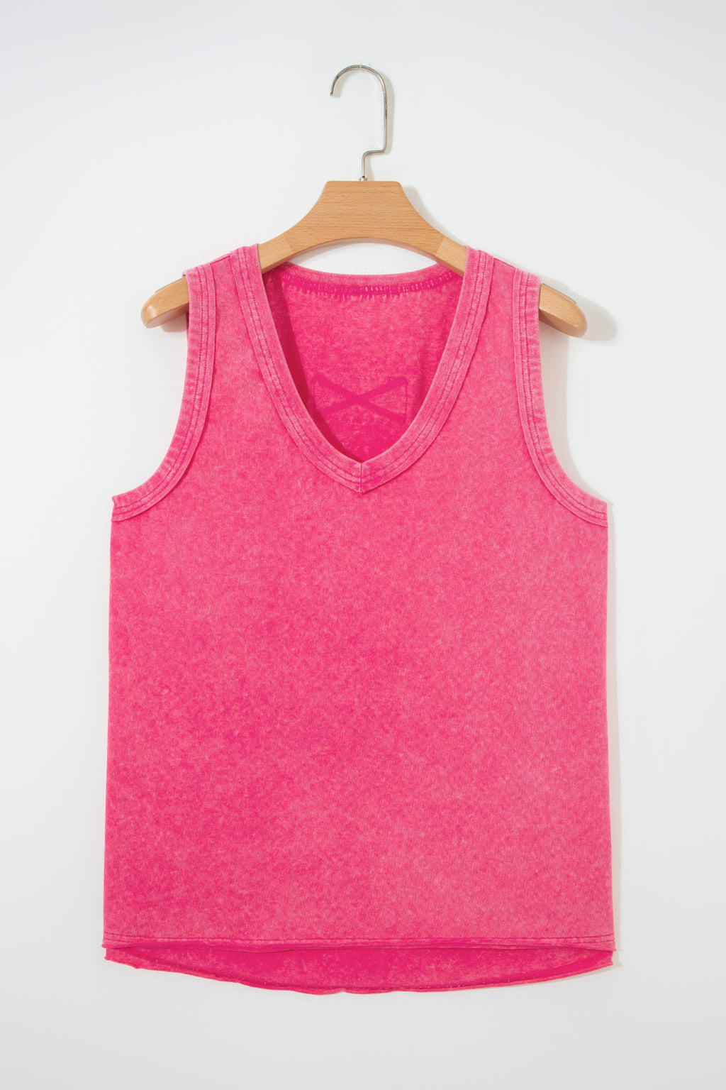 Rose Red Mineral Wash V Neck Tank Top
