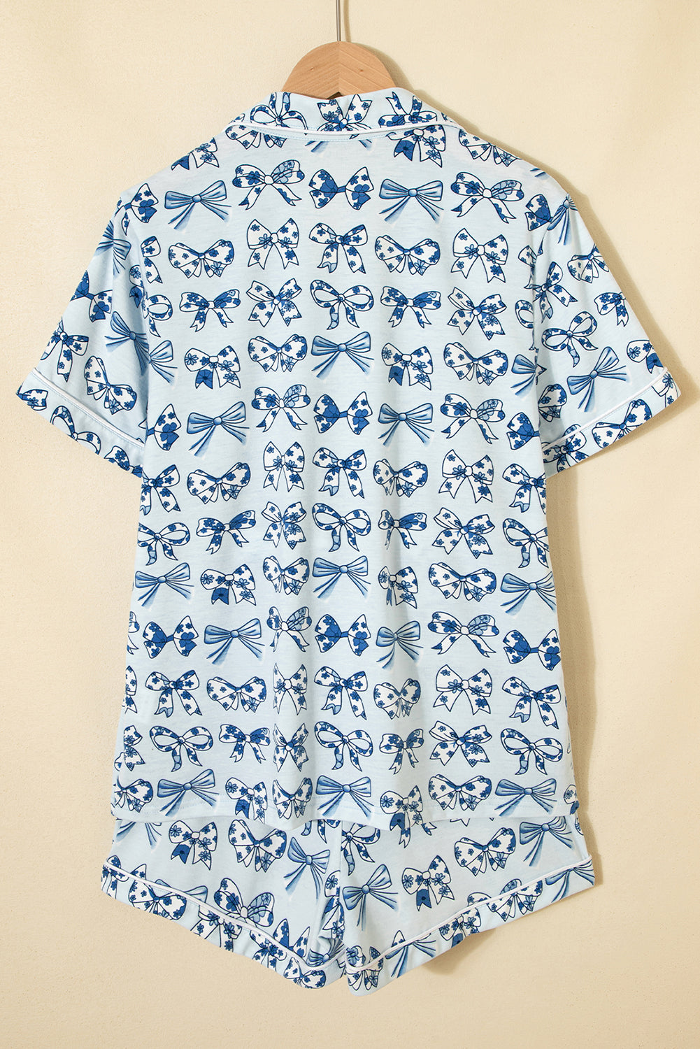 Sky Blue Bow Print Short Pyjama Set