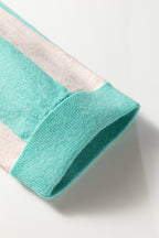 Iceland Blue Colorblock Knit Open Front Short Casual Cardigan