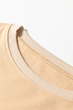 Khaki Exposed Seam Floral Mixed Patchwork Relaxed Plus Size Top