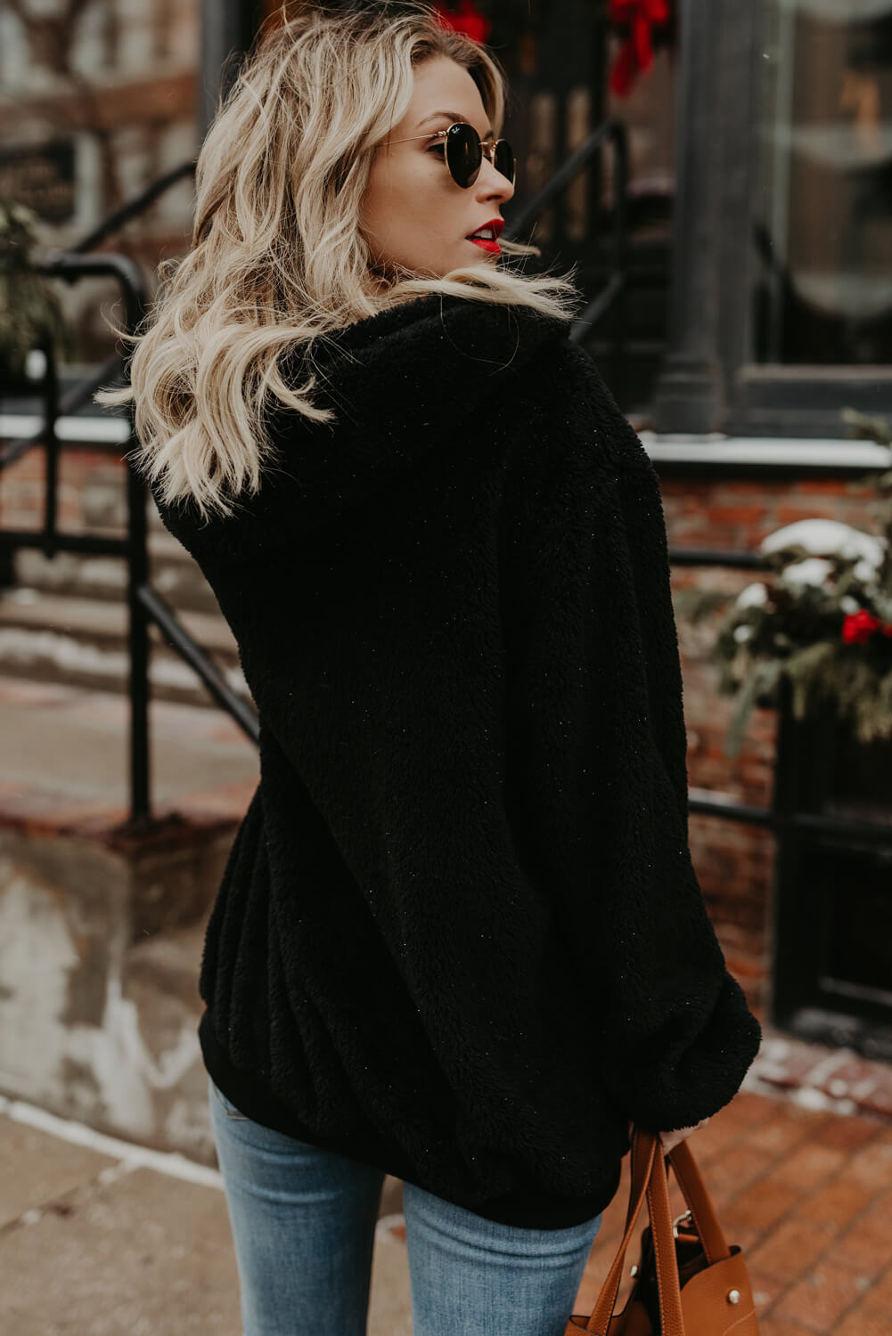 Navy Warm Furry Pullover Hoodie