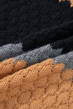 Khaki Color Block High Neck Baggy Sweater