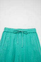 Sea Green Mineral Wash Drawstring Elastic Waist Raw Hem Loose Pants