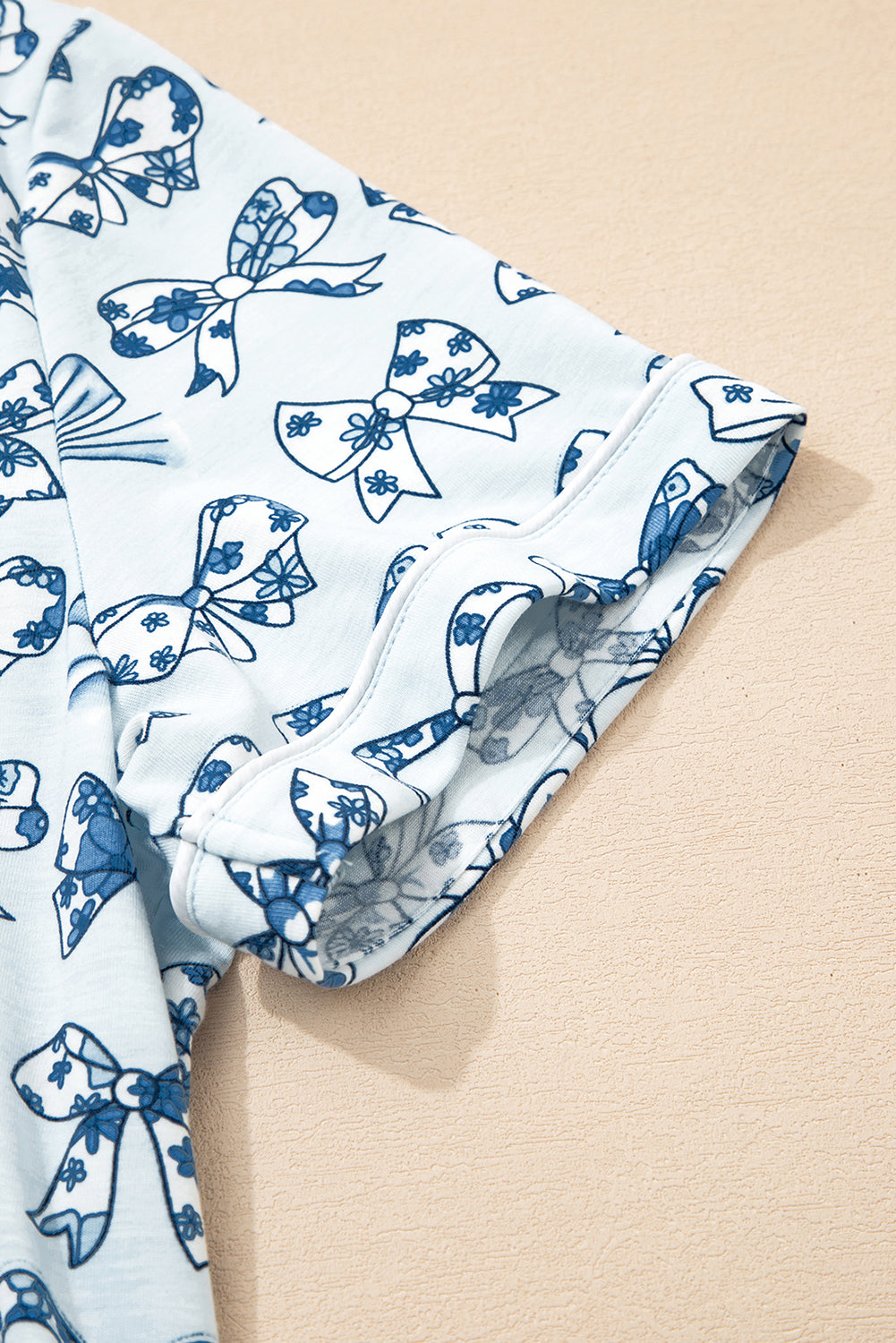 Sky Blue Bow Print Short Pyjama Set