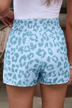 Beau Blue Leopard High Waisted Athletic Shorts