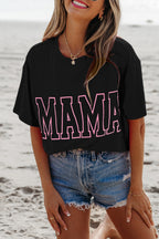 Light Blue MAMA Letter Graphic Neon T Shirt