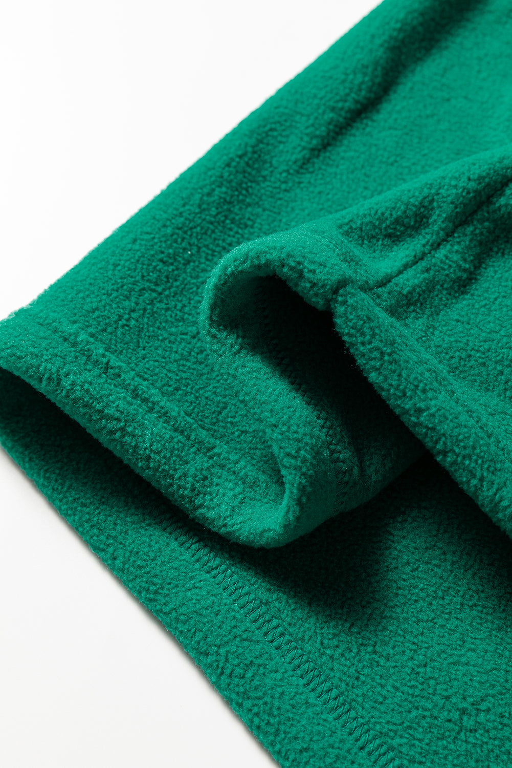 Dark Green Half Zip Contrast Trim Pocketed Plus Size Fleece Sweatshirt