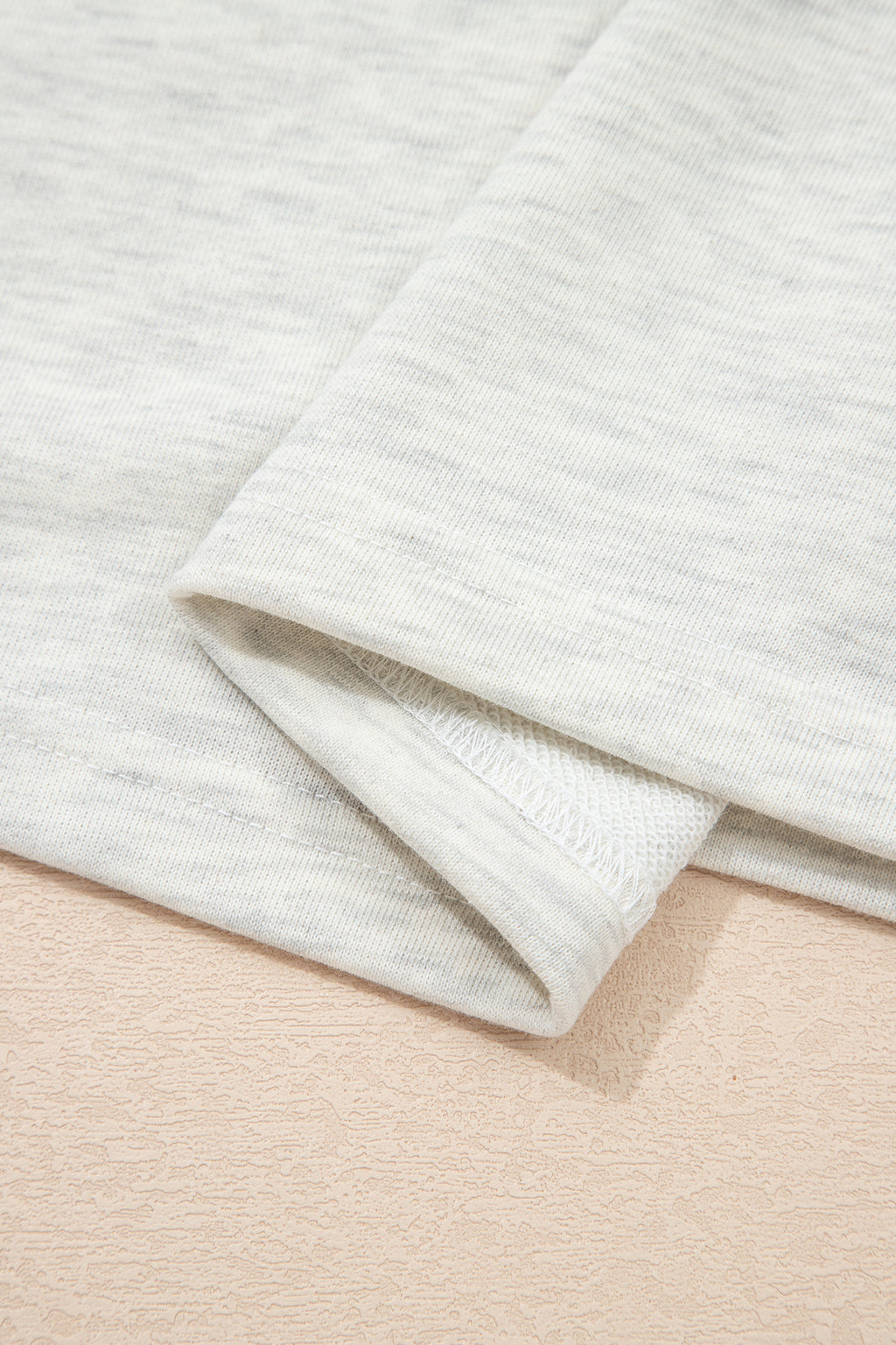 Beige Plus Size Contrast Denim Patchwork Cuffed Sleeve Polo Tee