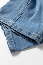 Dusk Blue Adjustable Buckle Barrel Denim Overalls