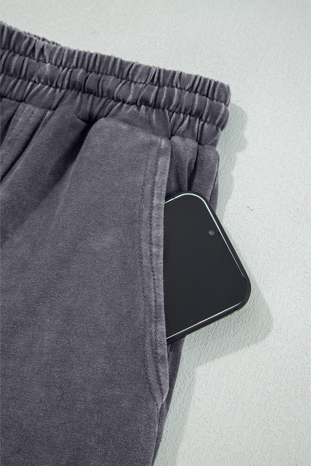 Flower Patch Mineral Washed Terry Knit Cropped Wide Leg Pants