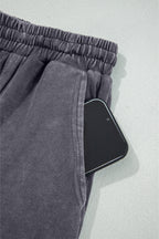 Flower Patch Mineral Washed Terry Knit Cropped Wide Leg Pants