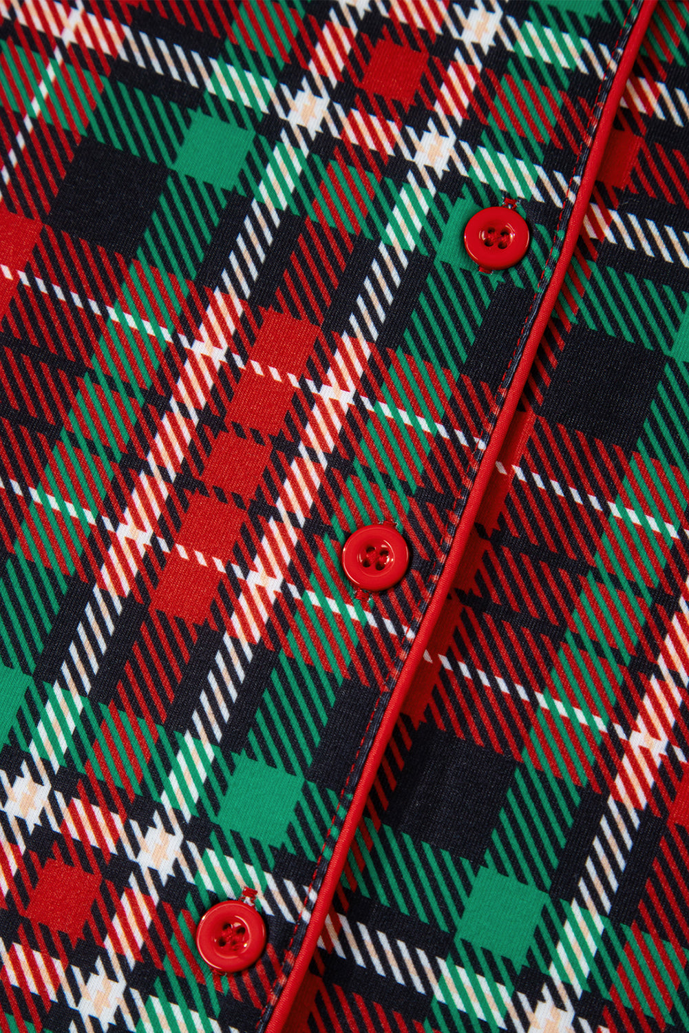 Racing Red Retro Plaid Leopard Print Patchwork Long Sleeve Shorts Pyjama Set