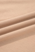 Light French Beige Braided Trim Puff Sleeve Dress