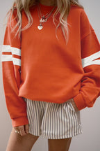 Tillandsia Purple Varsity Striped Detail Drop Shoulder Oversized Sweatshirt