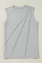 Crew Neck Pleated Tank Top