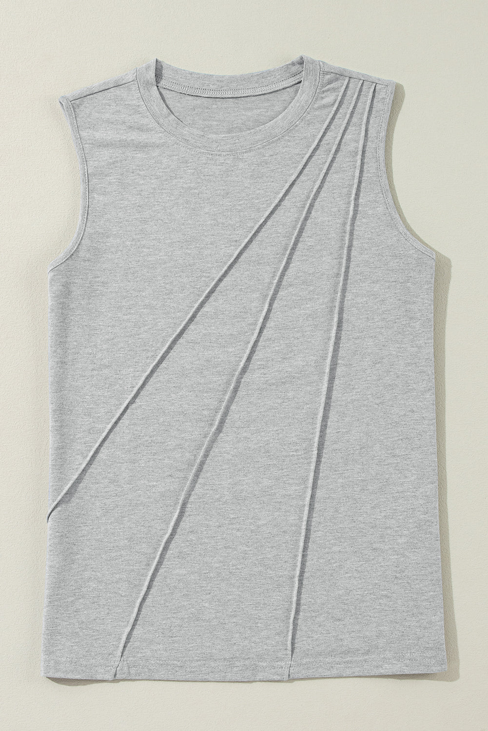 Crew Neck Pleated Tank Top