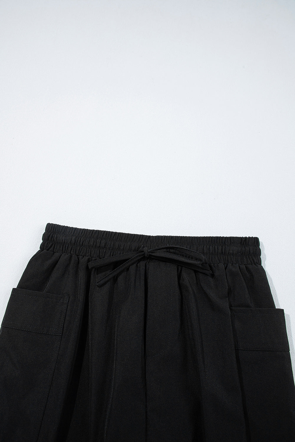 Black Cargo Pocket Elastic Waistband Active Casual Skort