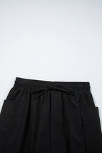 Black Cargo Pocket Elastic Waistband Active Casual Skort