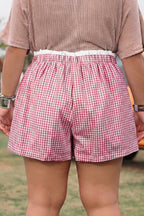 Contrast Trim Plaid Print Plus Size Shorts