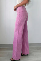 2-Button High Waist Flared Bottom Jeans