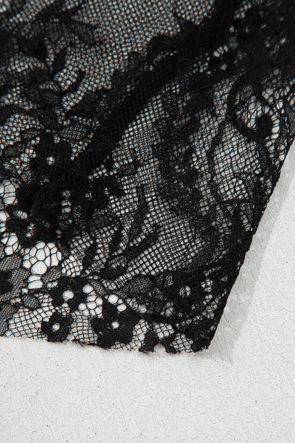 Black Asymmetric Polka Dot Print Sheer Lace Patchwork Maxi Skirt