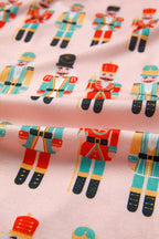 Pink Nutcracker March Long Sleeve Button Up 2pcs Pajama Short Set
