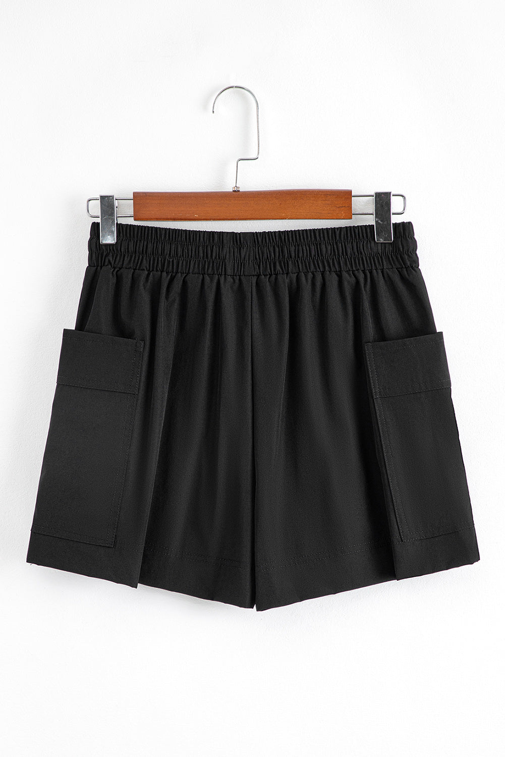 Black Cargo Pocket Elastic Waistband Active Casual Skort