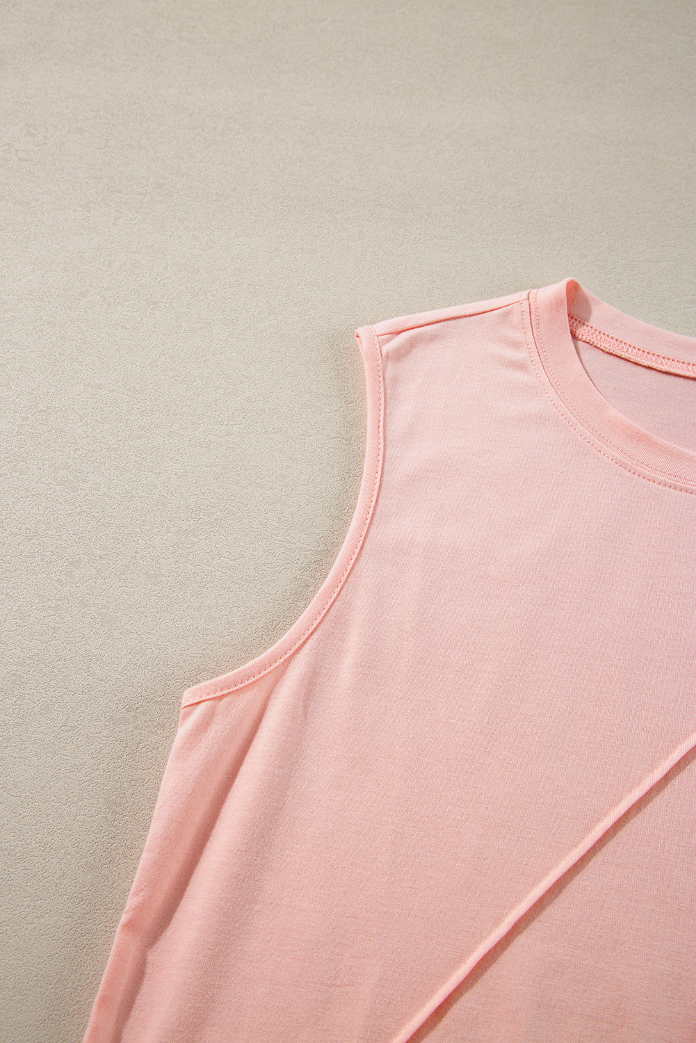 Crew Neck Pleated Tank Top