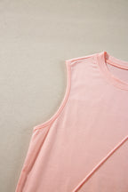 Crew Neck Pleated Tank Top
