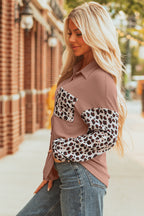 Leopard Patched Twisted Ribbed Western Casual Shacket