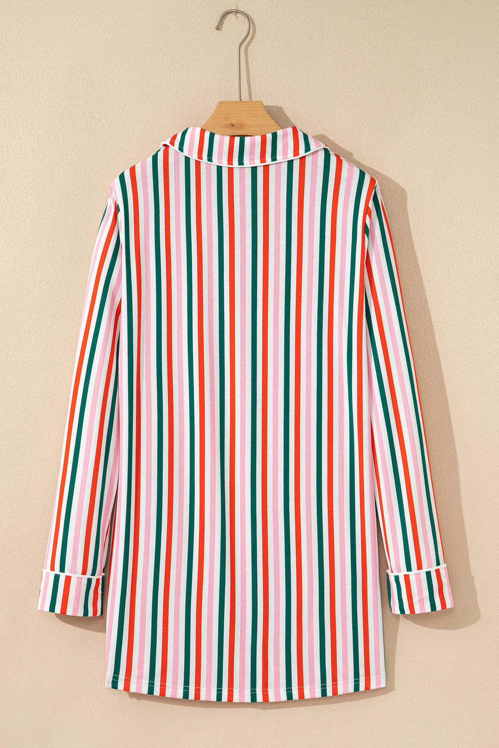 Pink Stripe Christmas Long Sleeve Shirt Style Lounge Dress