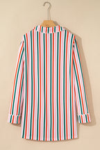 Pink Stripe Christmas Long Sleeve Shirt Style Lounge Dress