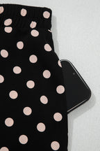 Black Asymmetric Polka Dot Print Sheer Lace Patchwork Maxi Skirt