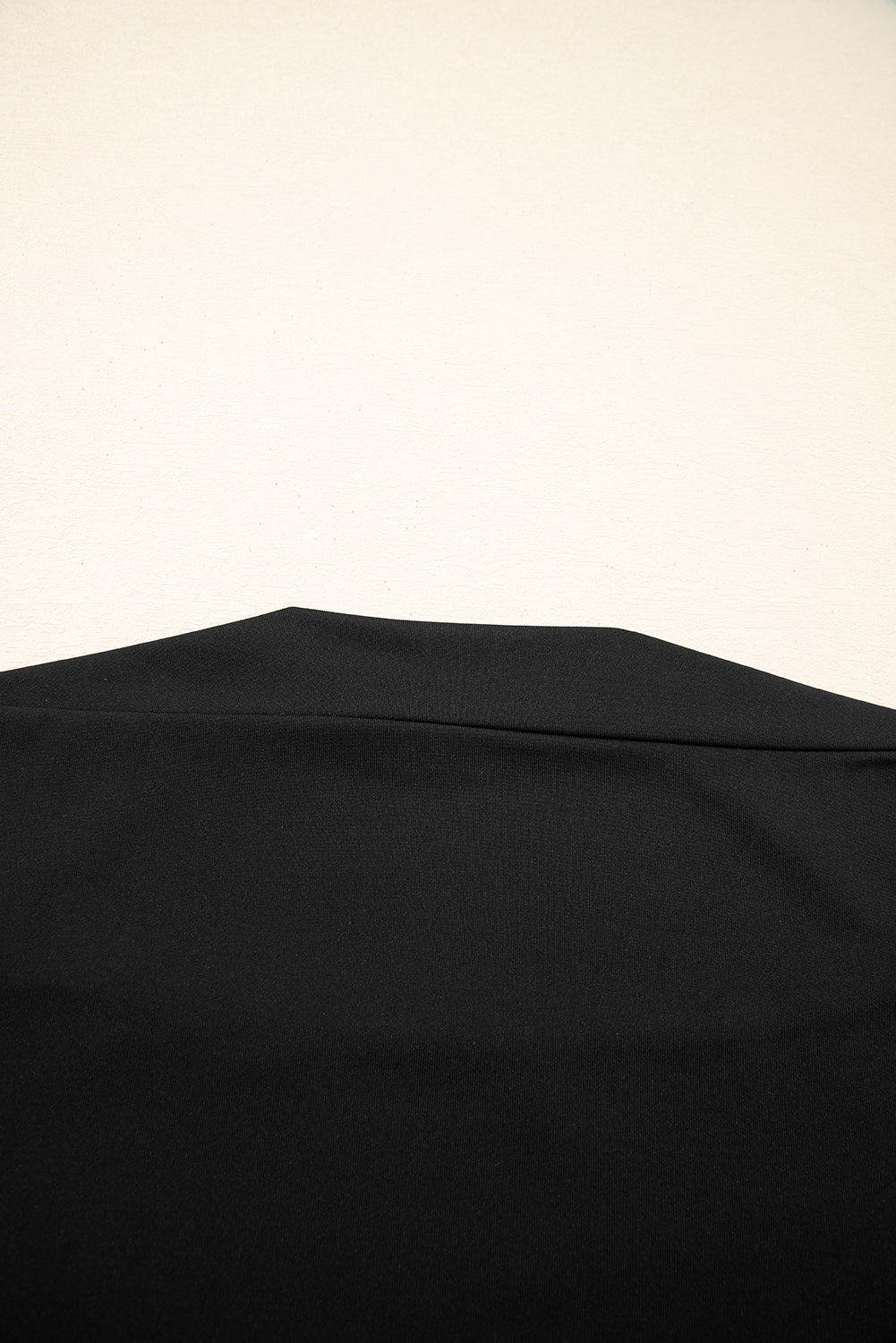 Black Crisscross Boat Neck Long Sleeve Slim Top