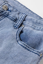 Beau Blue High Waist Button Zip Fly Bell Bottom Jeans