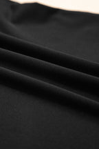 Black Crisscross Boat Neck Long Sleeve Slim Top