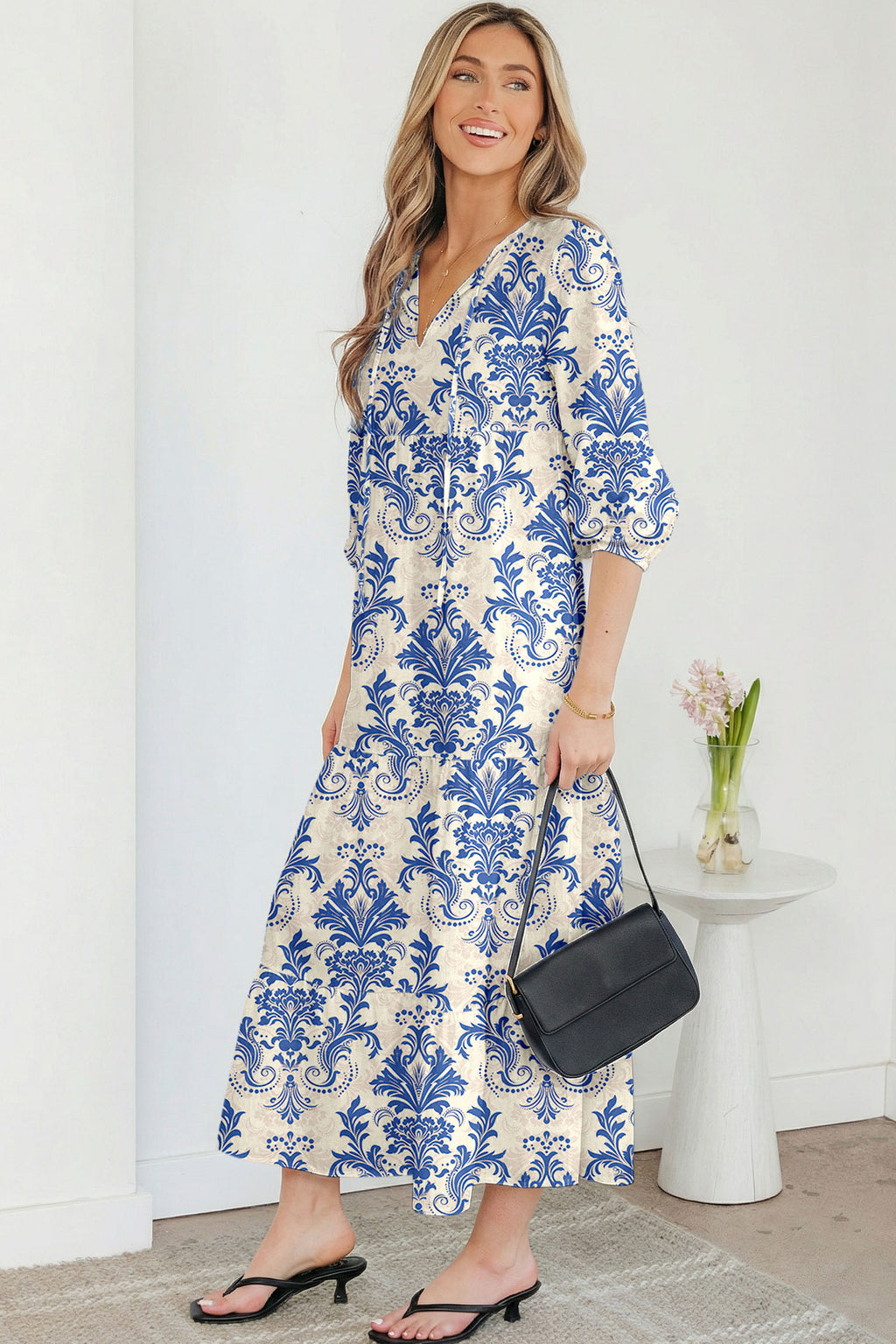 Boho Printed Half Sleeve Maxi Dress