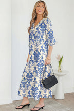 Boho Printed Half Sleeve Maxi Dress