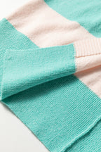 Iceland Blue Colorblock Knit Open Front Short Casual Cardigan