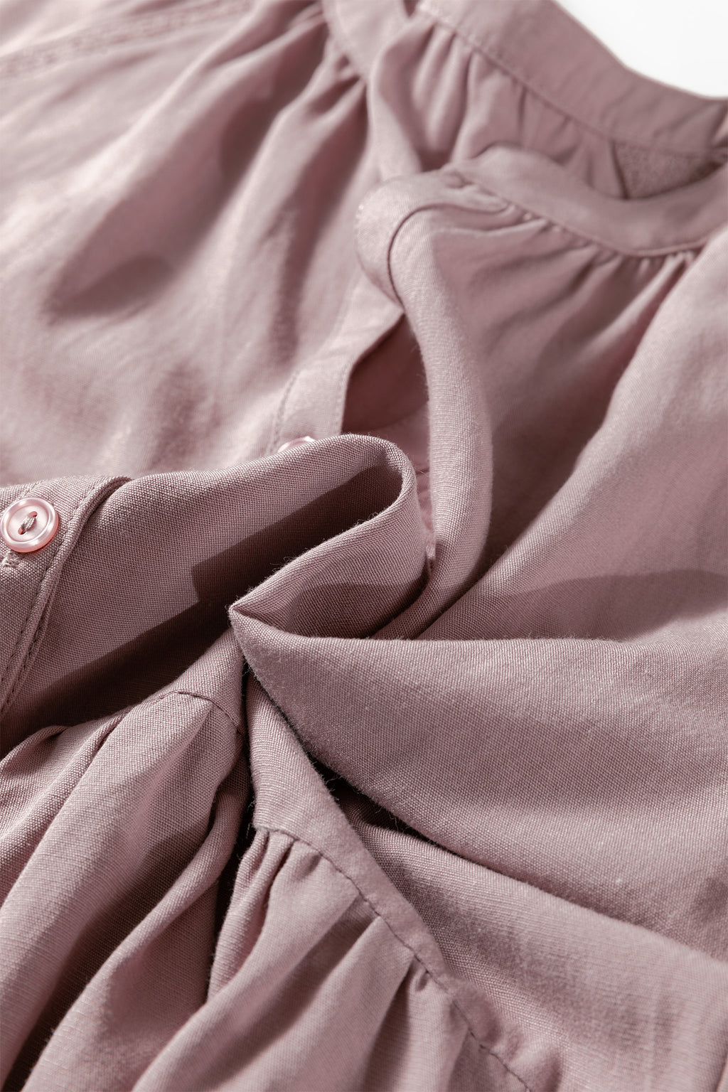 Sepia Rose Slit V Neck Ruffled Loose Blouse