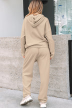 Leopard Drawstring Pullover Hoodie and High Waist Pants Corduroy Suit