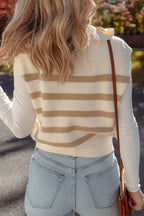 Ribbed Half Zip Collared Sweater Vest
