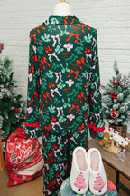 Green Festive Bow Print 2pcs Pyjama Pant Set