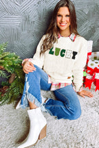 Merry And Bright Cable Knit Pullover Sweatshirt